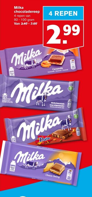 Hoogvliet Milka chocoladereep aanbieding