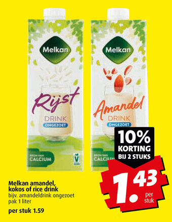 Boni Melkan amandel, kokos of rice drink aanbieding