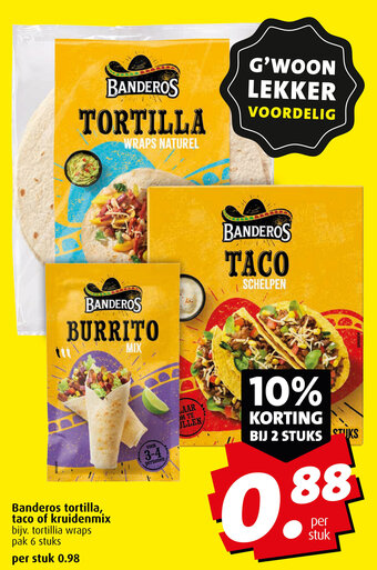Boni Banderos tortilla, taco of kruidenmix aanbieding