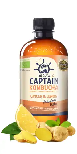De Online Drogist The gutsy captain kombucha ginger lemon 1lt aanbieding