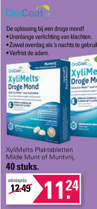 De Online Drogist XyliMelts Plaktabletten Milde Munt of Muntvrij, 40 stuks. aanbieding