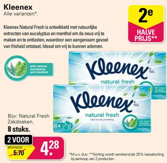 De Online Drogist Kleenex  Natural Fresh Zakdoeken, 8 stuks. aanbieding