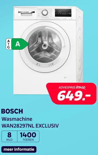 Electroworld BOSCH Wasmachine WAN28297NL EXCLUSIV aanbieding
