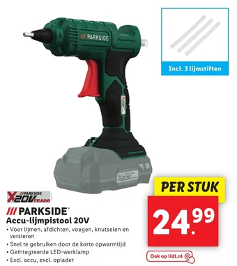 Lidl PARKSIDE Accu-lijmpistool 20V aanbieding