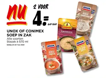 Jumbo UNOX OF CONIMEX SOEP IN ZAK Stazak à 570 ml aanbieding