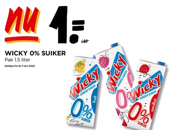 Jumbo WICKY 0% SUIKER Pak 1.5 liter aanbieding