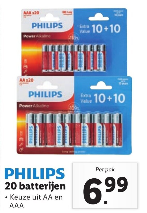 PHILIPS 20 batterijen aanbieding bij Lidl