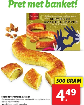 Lidl Roomboteramandelletter 500g aanbieding