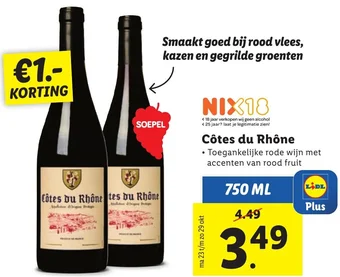 Lidl Côtes du Rhône 750ml aanbieding