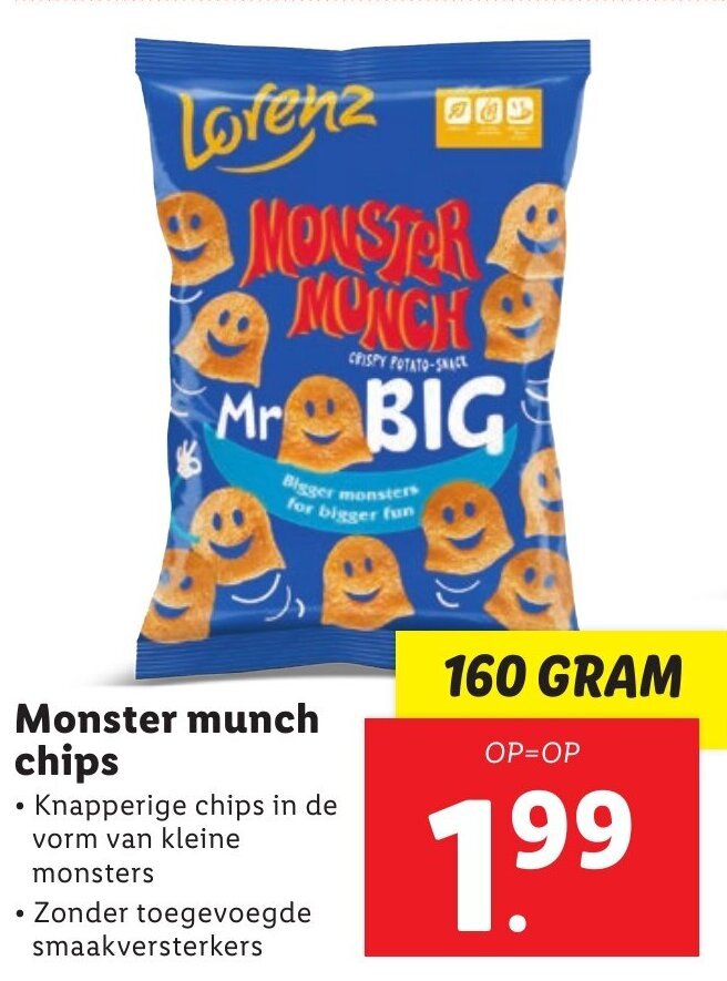 Monster munch chips 160g aanbieding bij Lidl