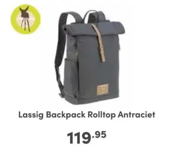 Baby & Tiener Lassig Backpack Rolltop Antraciet aanbieding