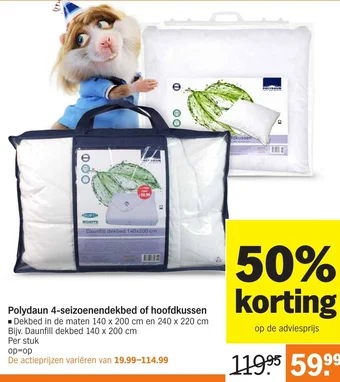 Albert Heijn Polydaun 4-seizoenendekbed of hoofdkussen aanbieding