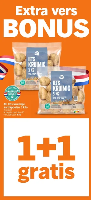 Albert Heijn AH lets kruimige aardappelen 3 kilo aanbieding