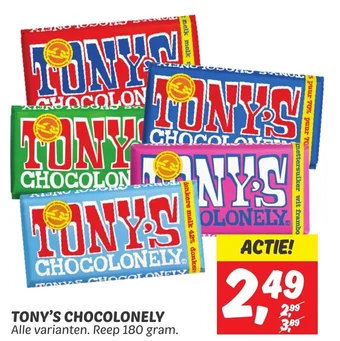 Dekamarkt TONY'S CHOCOLONELY Alle varianten. Reep 180 gram. aanbieding