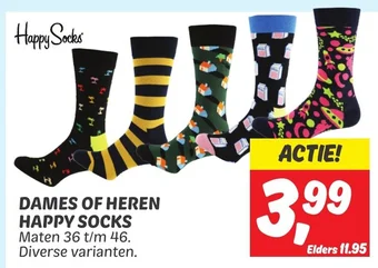 Dekamarkt DAMES OF HEREN HAPPY SOCKS Maten 36 t/m 46. aanbieding