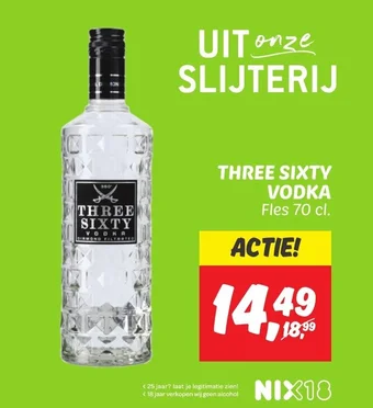 Dekamarkt THREE SIXTY VODKA Fles 70 cl. aanbieding