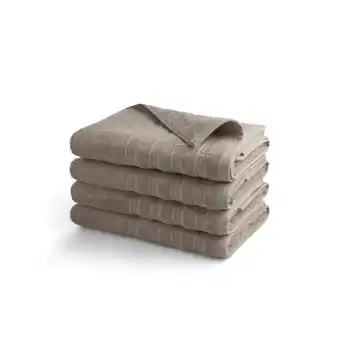 fonQ Seashell luxor handdoek 70x140 cm 4 stuks - taupe aanbieding