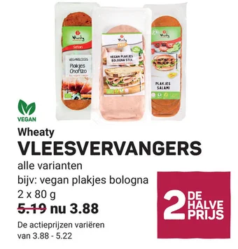 Ekoplaza Wheaty VLEESVERVANGERS 2 x 80 g aanbieding