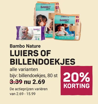 Ekoplaza Bambo Nature LUIERS OF BILLENDOEKJES aanbieding