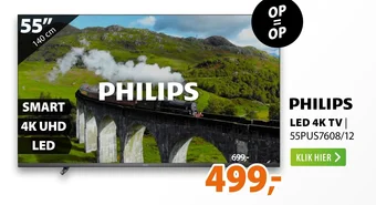 Expert PHILIPS LED 4K TV 55PUS7608/12 aanbieding