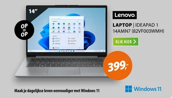 Expert Lenovo LAPTOP | IDEAPAD 1 14AMN7 (82VF003WMH) aanbieding