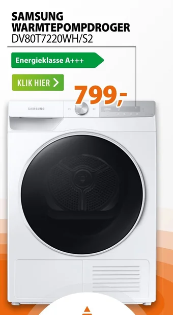 Expert SAMSUNG WARMTEPOMPDROGER DV80T7220WH/S2 aanbieding