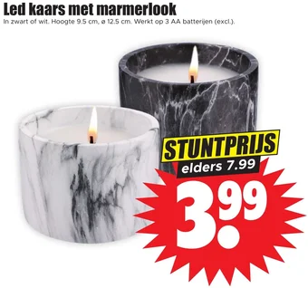 Dirk Led kaars met marmerlook aanbieding