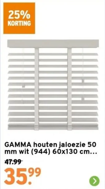 GAMMA GAMMA houten jaloezie 50 mm wit (944) 60x130 cm. aanbieding