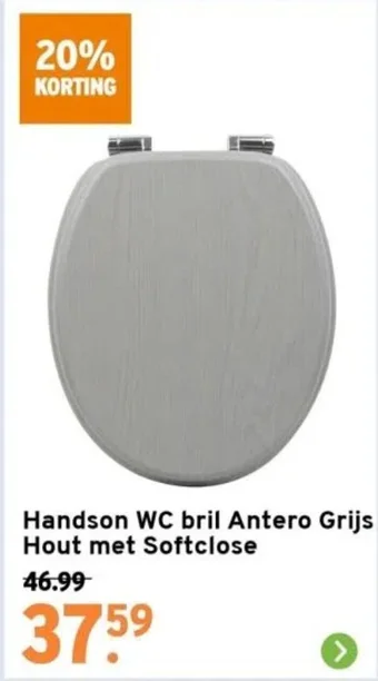 GAMMA Handson WC bril Antero Grijs Hout met Softclose aanbieding