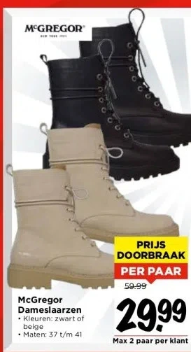 Vomar Voordeelmarkt Mcgregor dameslaarzen aanbieding