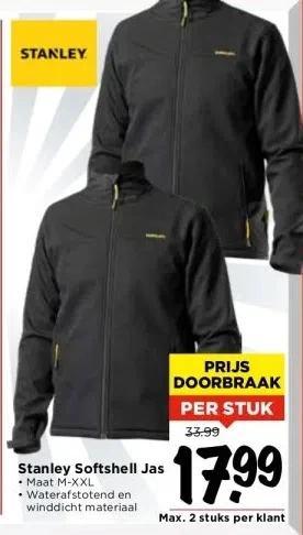 Vomar Voordeelmarkt Stanley softshell jas aanbieding