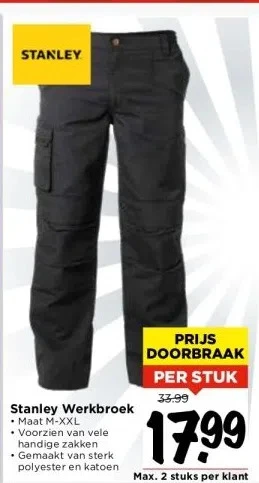 Vomar Voordeelmarkt Stanley werkbroek aanbieding