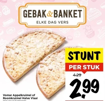 Vomar Voordeelmarkt Vomar appelkruimel of roomkruimel halve vlaai aanbieding