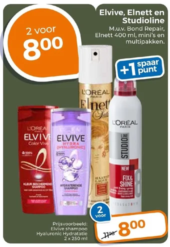 Trekpleister Elvive, Elnett en Studioline 2 x 250 mL aanbieding