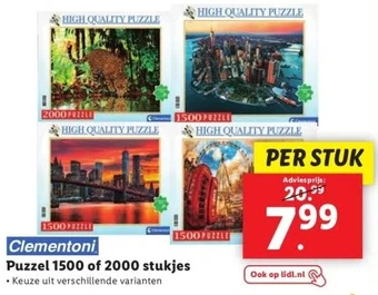 Lidl Puzzel 1500 of 2000 stukjes aanbieding