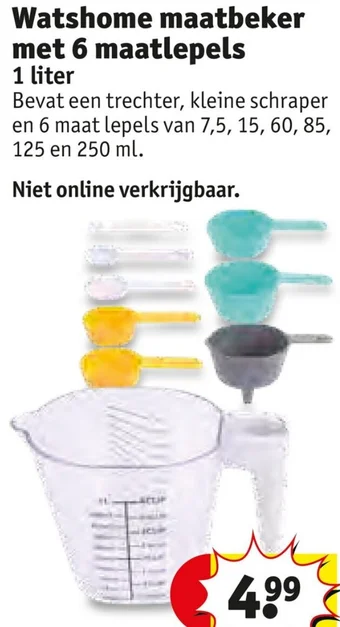 Kruidvat Watshome maatbeker met 6 maatlepels 1 liter aanbieding