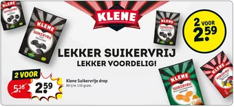 Kruidvat Klene Suikervrije drop 90 t/m 110 gram aanbieding