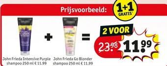 Kruidvat John Frieda Intensive Purple shampoo 250 ml + John Frieda Go Blonder shampoo 250 ml aanbieding