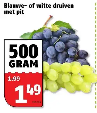 Poiesz Blauwe- of witte druiven met pit 500g aanbieding
