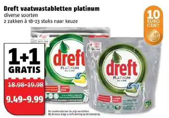 Poiesz Dreft Vaatwas Platinum 2*18-23st aanbieding