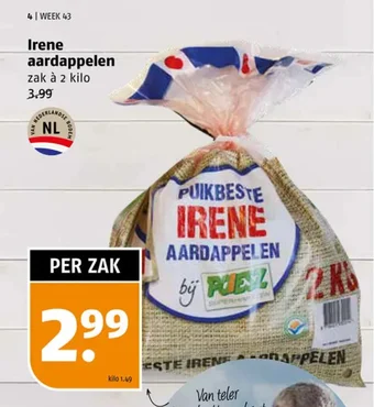 Poiesz Irene aardappelen zak à 2 kilo aanbieding