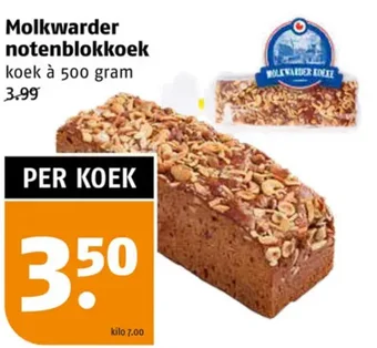 Poiesz Molkwarder notenblokkoek koek à 500 gram aanbieding