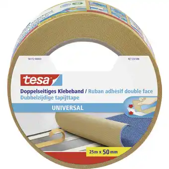 Conrad Tesa universal 56172-00003-11 dubbelzijdige tape wit (l x b) 25 m x 50 mm 1 stuk(s) aanbieding