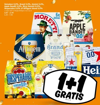 Poiesz Heineken 0.0%, Brand 0.0%, Amstel 0.0%, Apple Bandit 0.0%, Birra Moretti 0.0%, Desperados 0.0% of Affligem blond 0.0% aanbieding