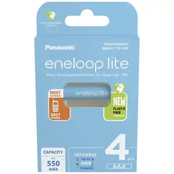 Conrad Panasonic eneloop lite hr03 oplaadbare aaa batterij (potlood) nimh 550 mah 1.2 v 4 stuk(s) aanbieding