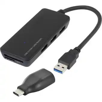 Conrad Renkforce usb 3.2 gen 1-hub 3 poorten met ingebouwde sd-kaartlezer zwart aanbieding