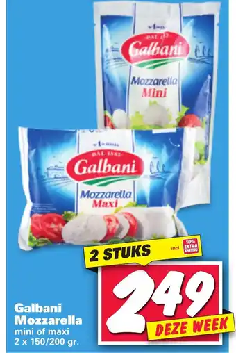 Nettorama Galbani Mozzarella 2*150-200g aanbieding