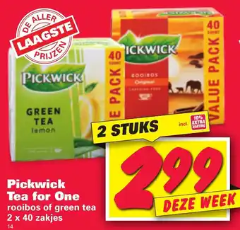 Nettorama Pickwick 1-Kops thee 2*40st aanbieding