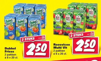 Nettorama Dubbelfrisss of Roosvicee Multi vit 2*(6*200ml) aanbieding