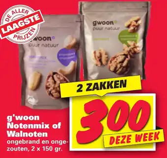 Nettorama G'woon Walnoten of Notenmix 3*150g aanbieding